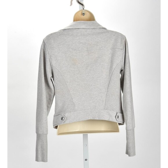 Womens H by Halston Grey Knit Moto Zip Up Jacket / Sweatshirt Size 4 - Picture 2 of 3